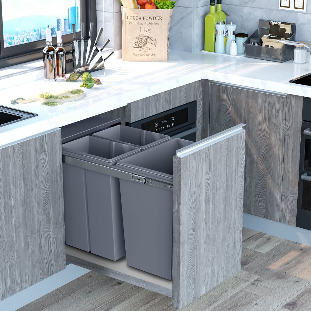 Cubo basura reciclaje 48x34,2x41,8 cm gris - Maisons du Monde
