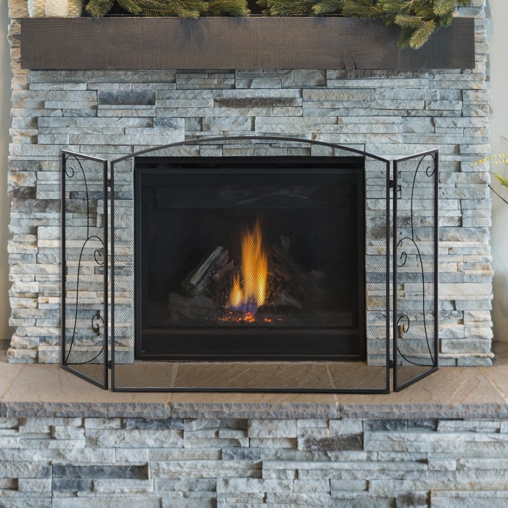 Pantalla de chimenea 132.5x76.5 cm negro - Maisons du Monde