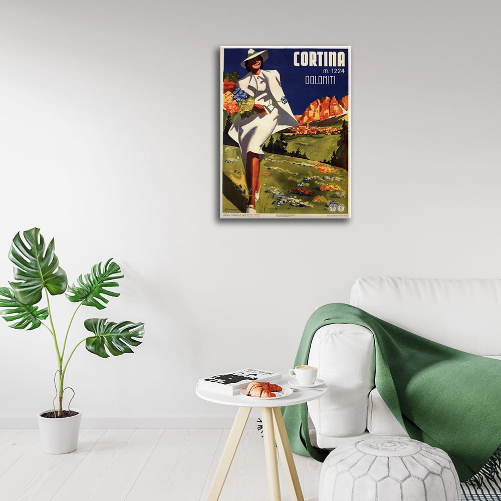 Cartel turístico vintage Cortina - Cuadro lienzo 50x70cm - Maisons du Monde