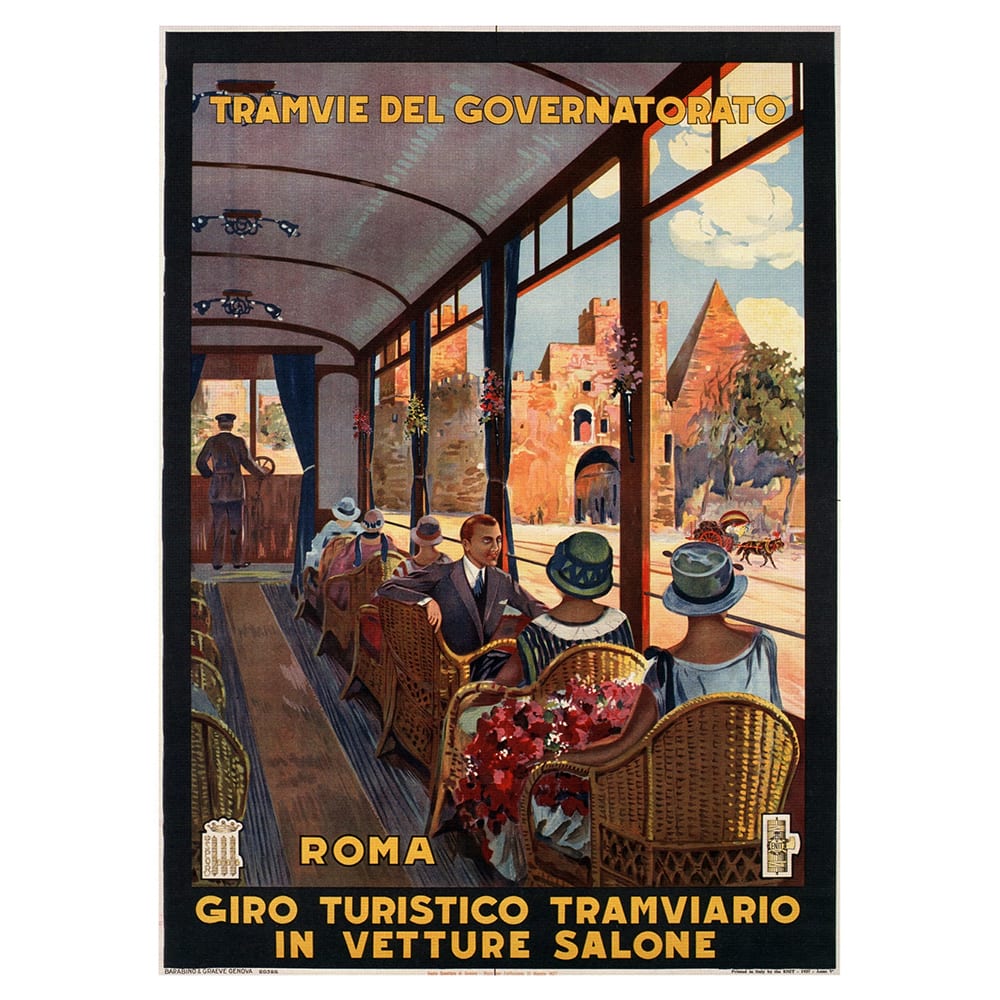 Poster turistico Roma - Tramvie Del Governatorato cm. 50x70 - Multicolore - PES - Poliestere