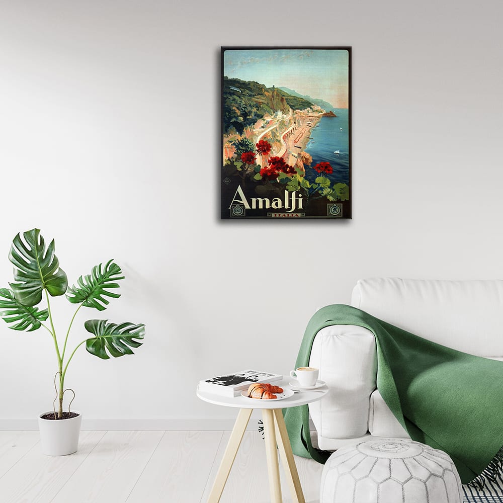 Tableau affiche touristique vintage Amalfi 50x70cm
