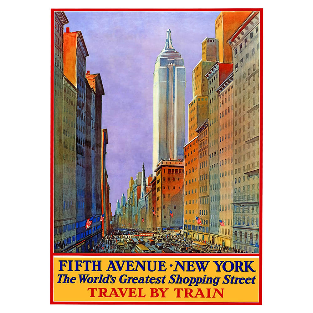 cartel turistico vintage fifth avenue new york 50x70cm