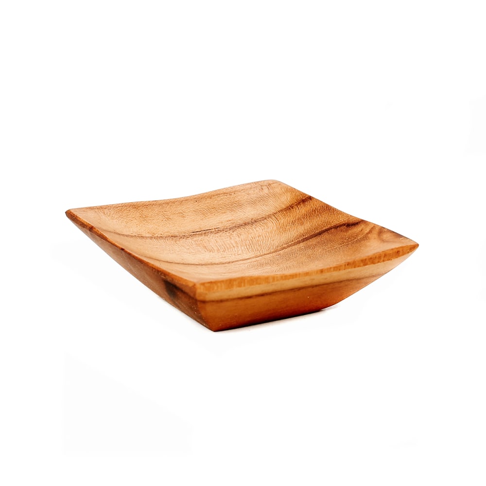 Bazar Bizar Plateau à sel bois de teck marron 6x6x2cm style bord de mer Beige