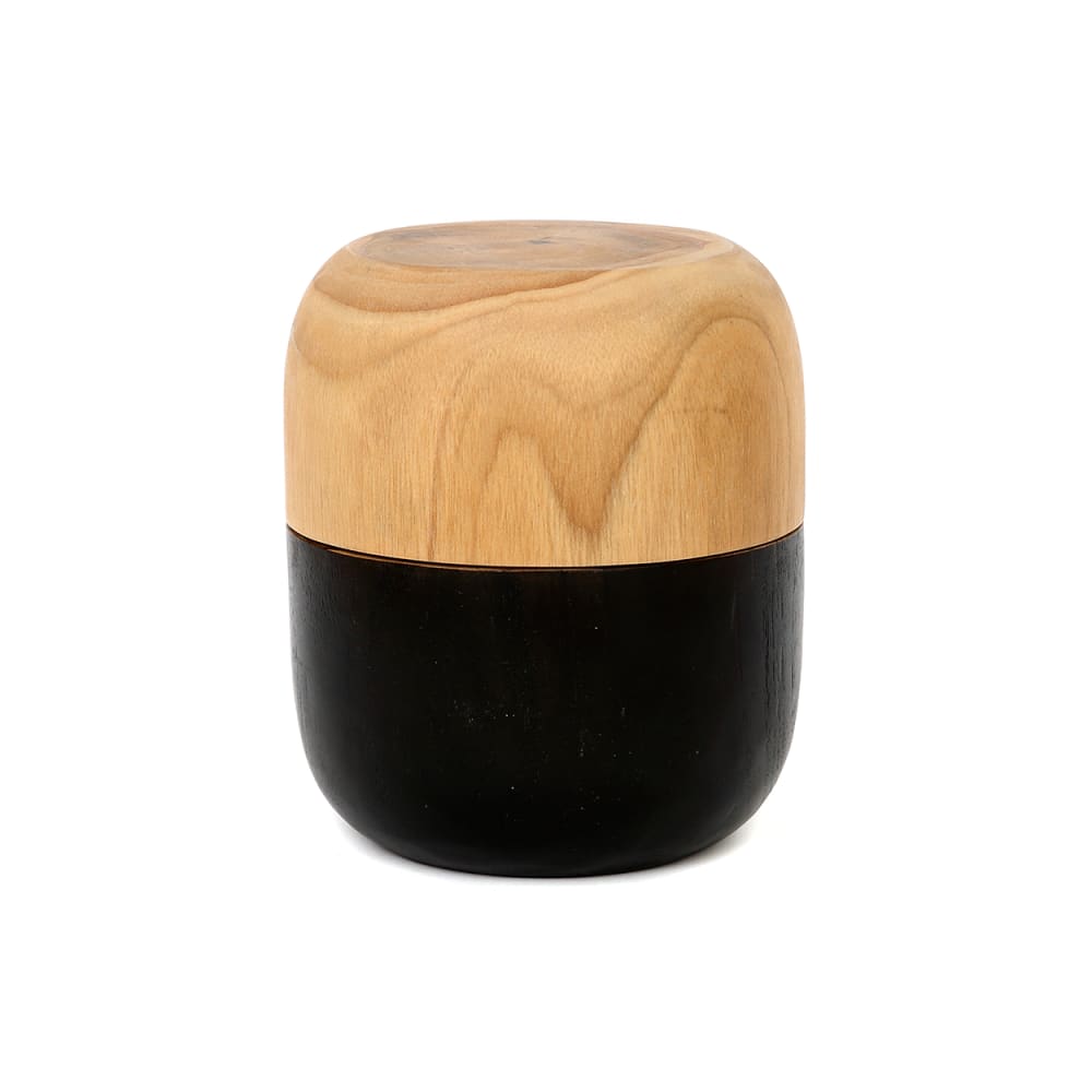 Bol bois de teck marron et noir 12x7x14cm