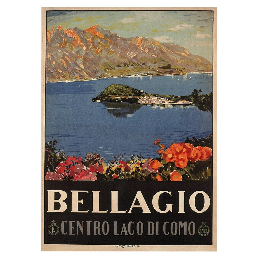 Tableau affiche touristique vintage Bellagio 50x70cm