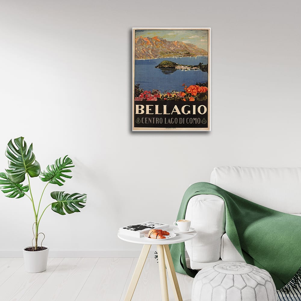 Tableau affiche touristique vintage Bellagio 50x70cm - Maisons du Monde