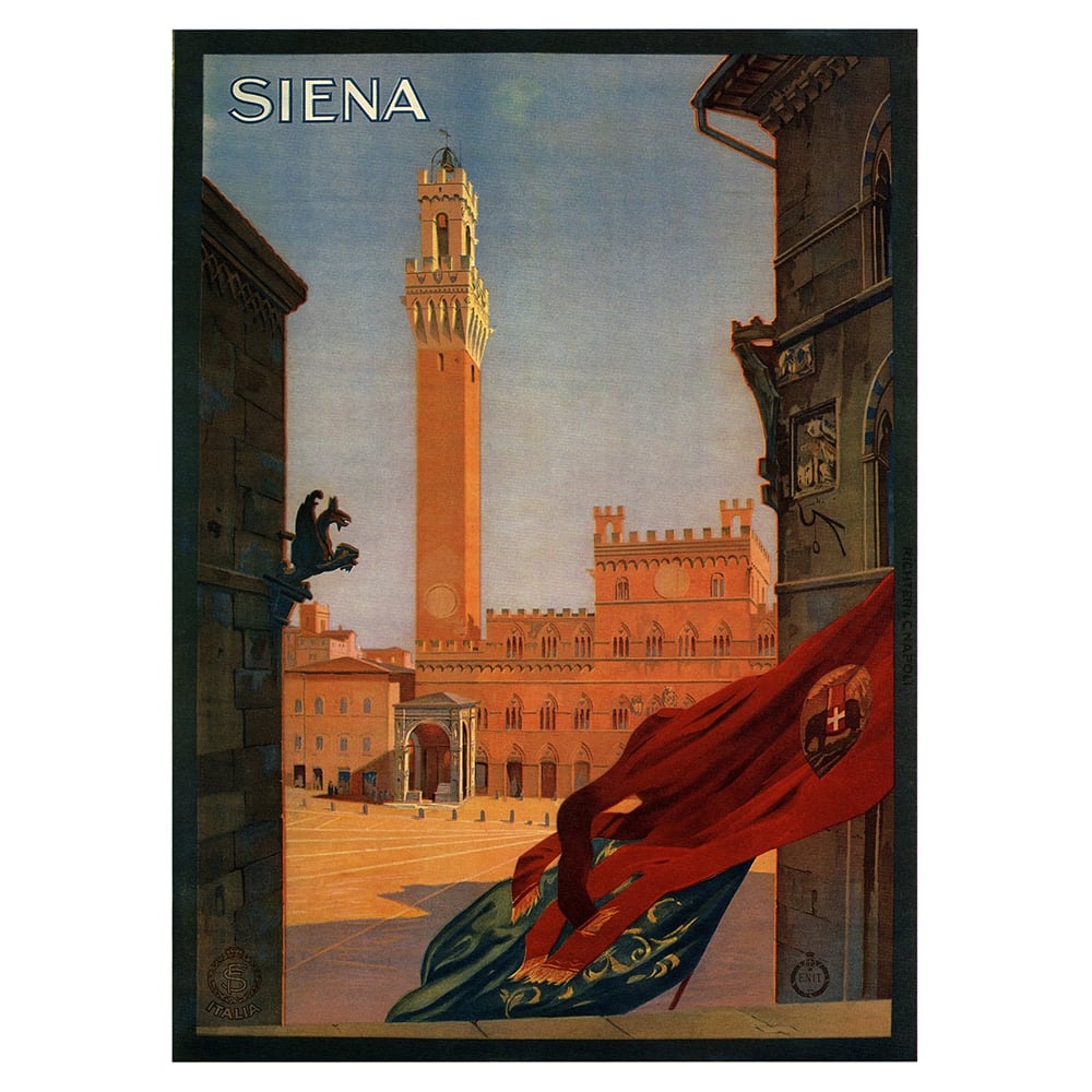 Poster turistico Siena - Quadro su tela, Decorazione Parete cm. 50x70 - Multicolore - PES - Poliestere