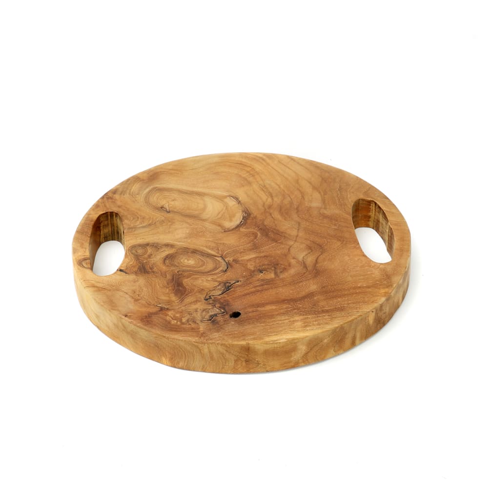 Plateau de service bois de teck marron 30x30x4cm