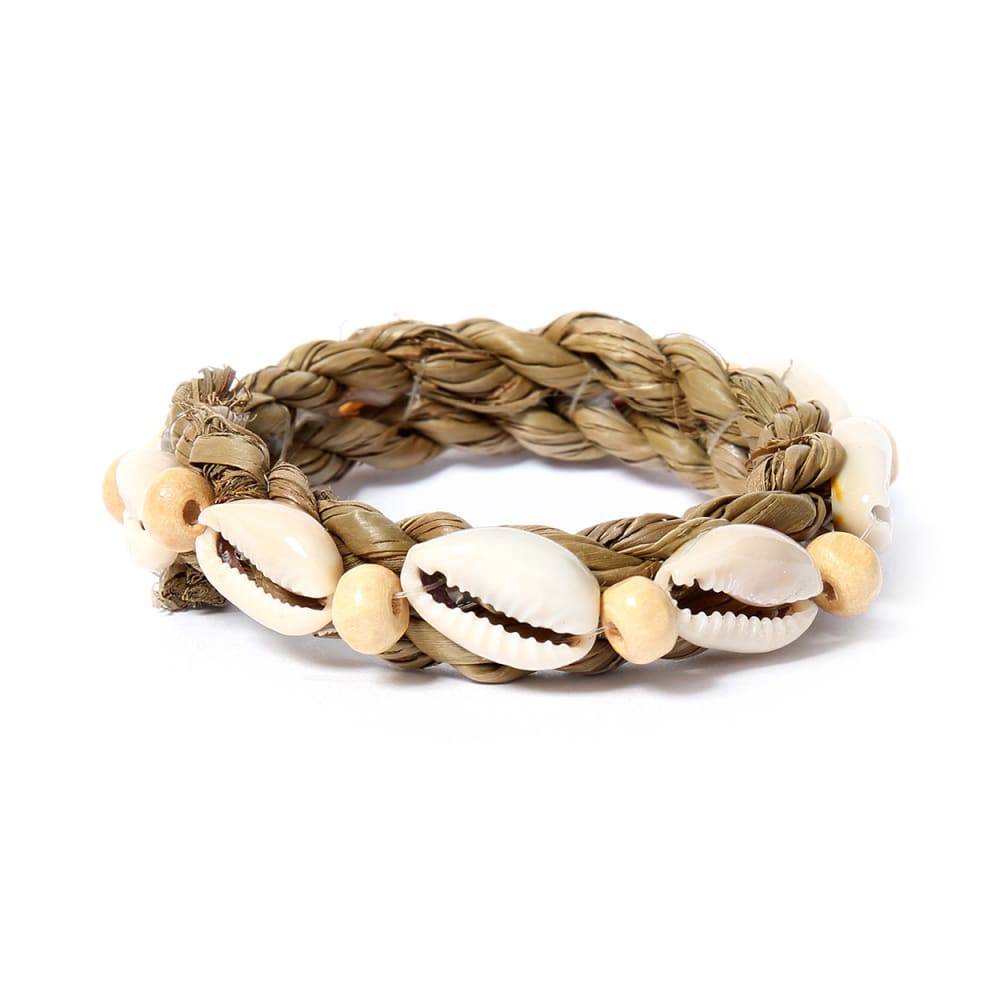 Serviettenring aus seegras und muscheln in braun, 5x5x2cm -