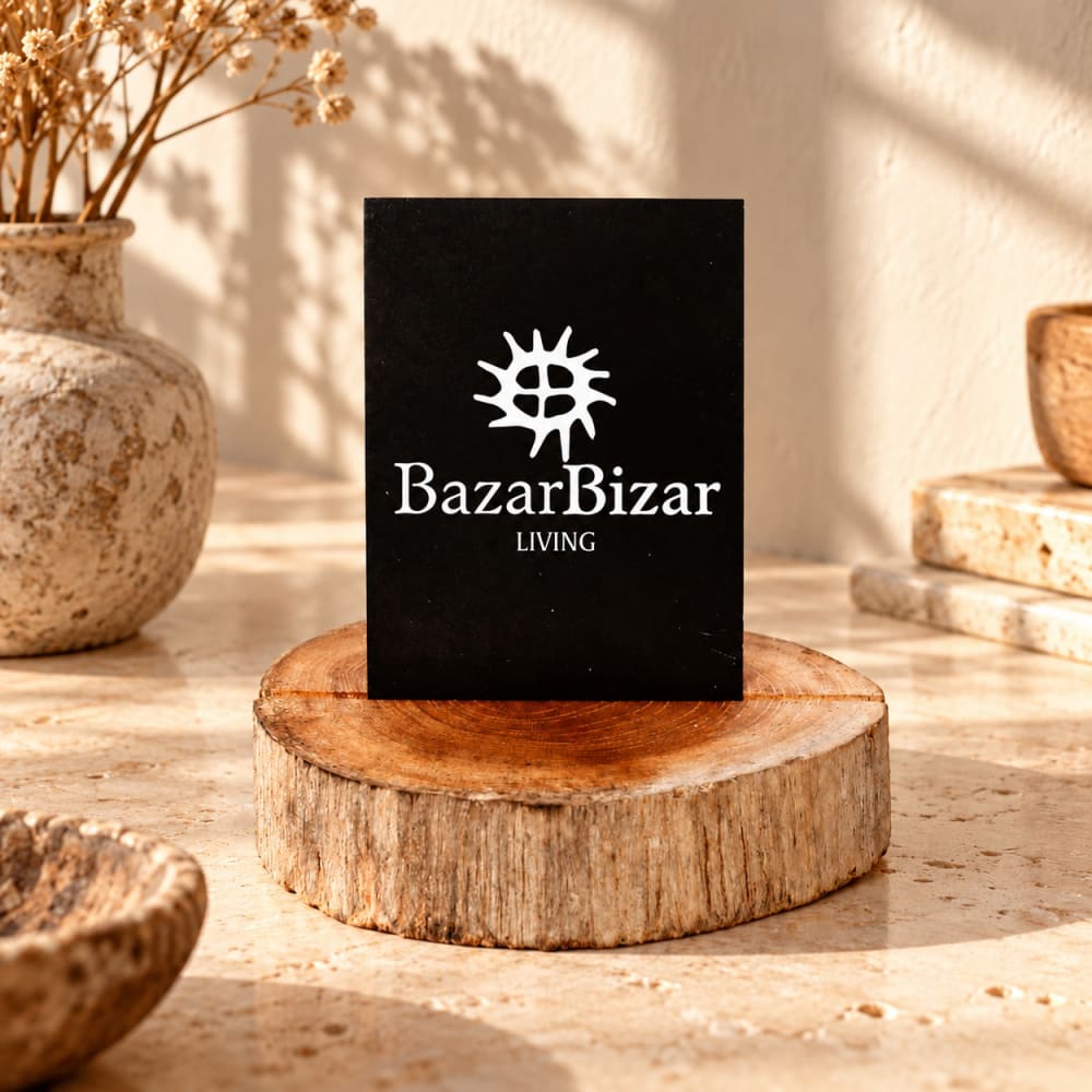 Portatarjetas de madera de teca en marrón 8x8x2cm