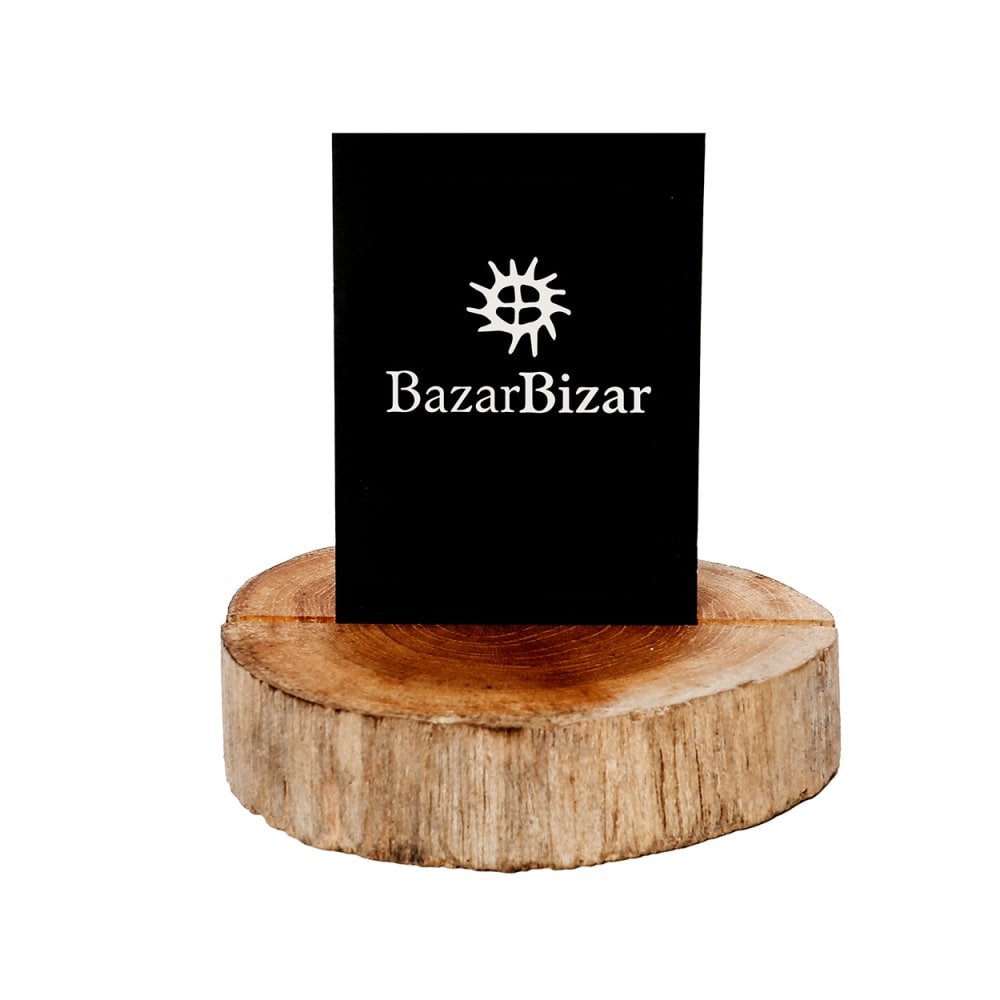 Portacarte in legno di teak marrone 8x8x2cm - Bazar Bizar