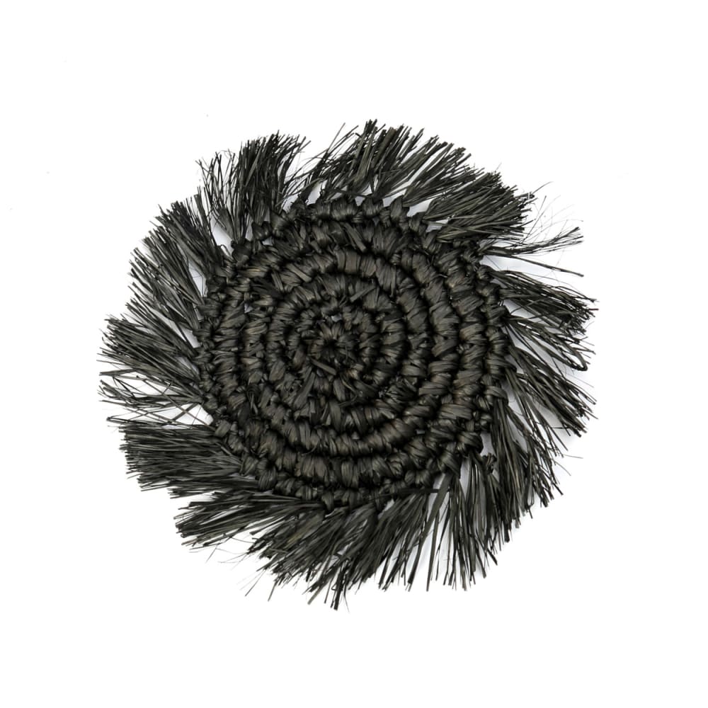 Bazar Bizar Dessous de verre raphia, sisal et palmier noir 16x16x1cm style bord de mer - Fibres Naturelles