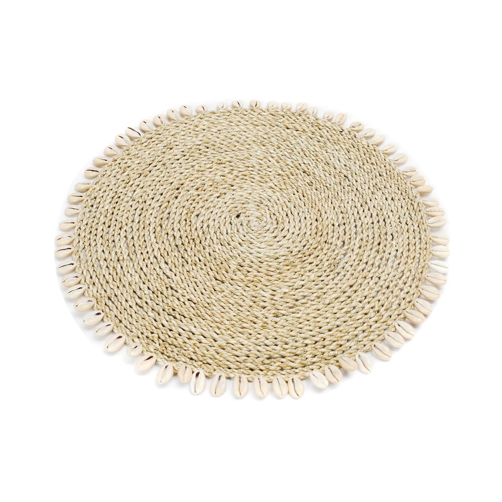 Set de table en herbes de mer et coquillages naturel 38x38 cm