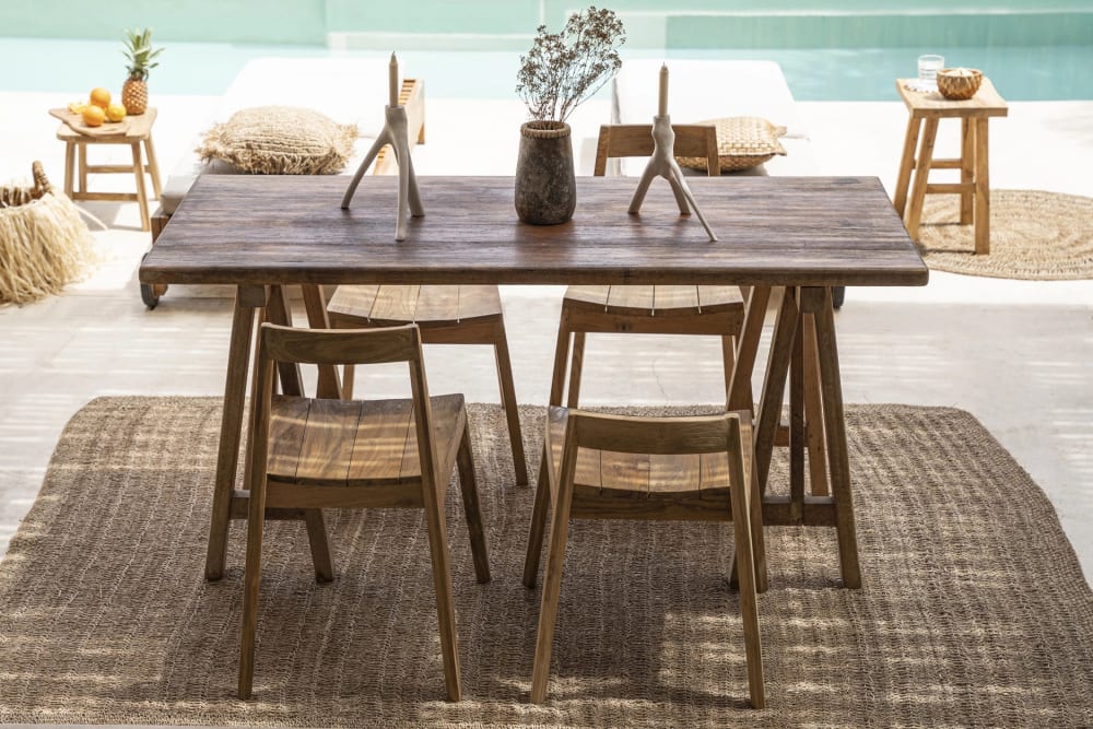 Bazar Bizar Tapis herbe de mer marron 200x300x2cm style bord de mer Beige Jonc De Mer