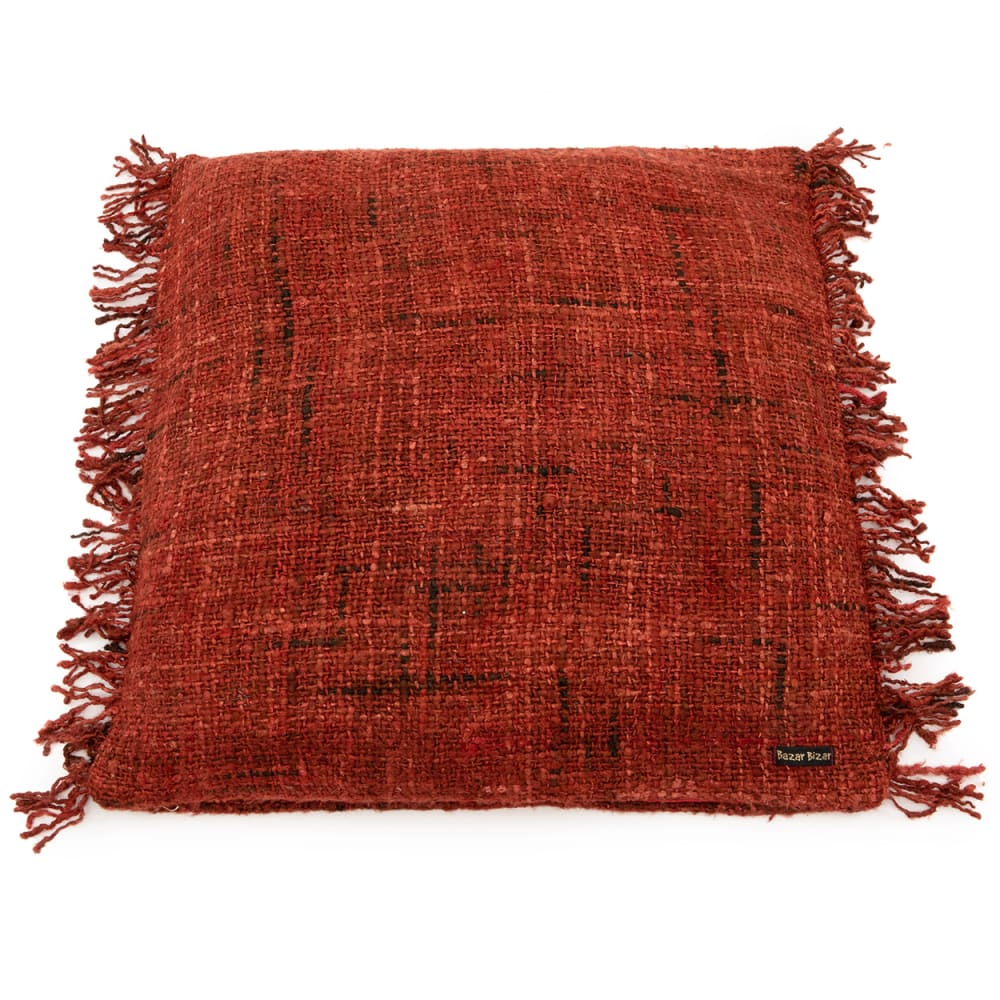 Housse de coussin coton rouge 60x60x10cm