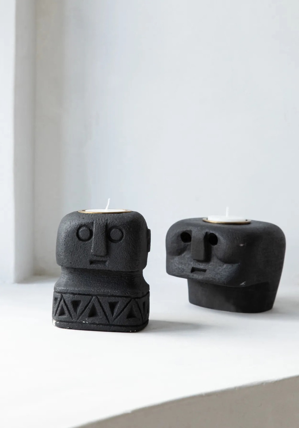 Portavelas de arenisca en negro 8x8x10 cm - Maisons du Monde