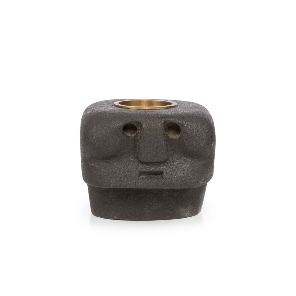 Bazar Bizar Bougeoir grès noir 10x10x9cm style bord de mer