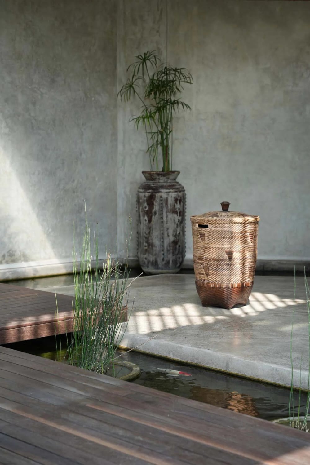 Cesto in rattan marrone 50x50x90 cm - Modello In riva al mare - Rattan