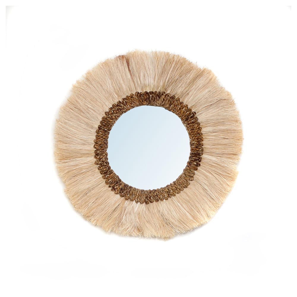 Bazar Bizar Spiegel aus naturgras in braun, 60x60x70cm style seaside Beige Naturfasern