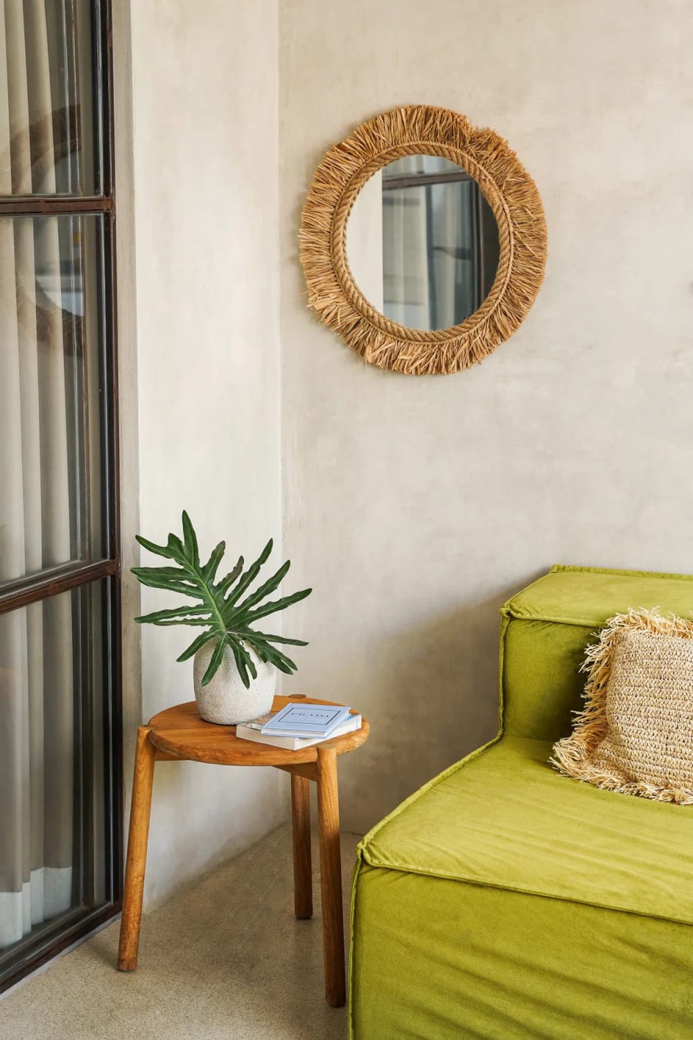 Miroir raphia marron 60x60x5cm - Maisons du Monde