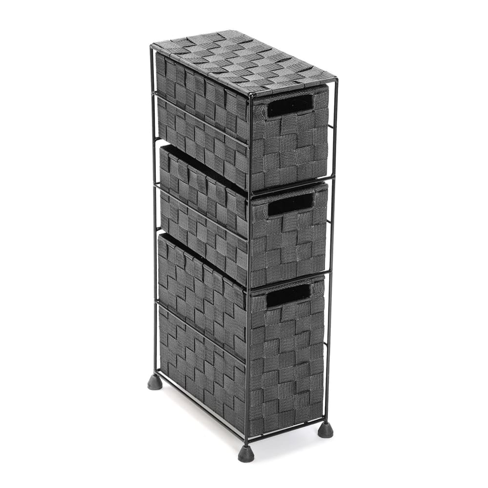 Versa Home Badezimmerschrank mit 3 Schubladen aus Metall und Nylon, hellgrau style modern - Pvc - Polyvinlychlorid