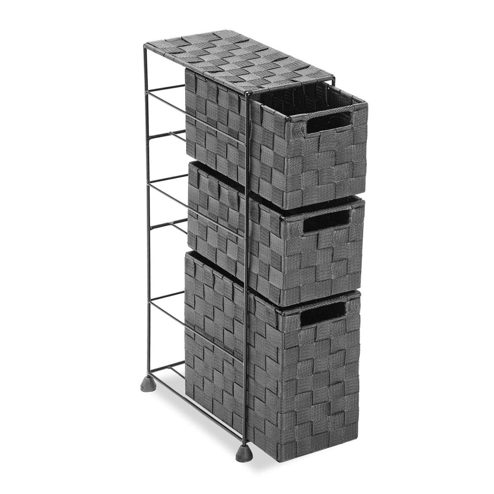 Badezimmerschrank mit 3 Schubladen aus Metall und Nylon, hellgrau