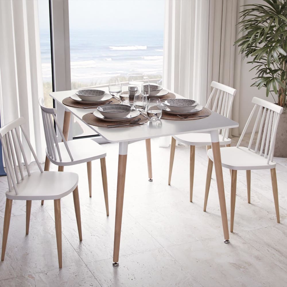 Mesa de comedor para 6 personas en madera aglomerada blanco - Maisons du Monde