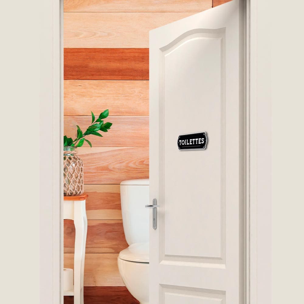 Plaque de porte toilettes en métal 19x7,5cm - Maisons du Monde
