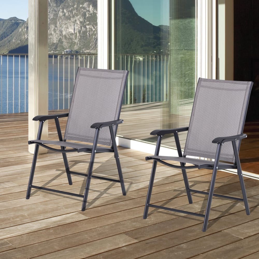 Set 2 sillas plegables 58x64x94 cm gris y negro - Maisons du Monde