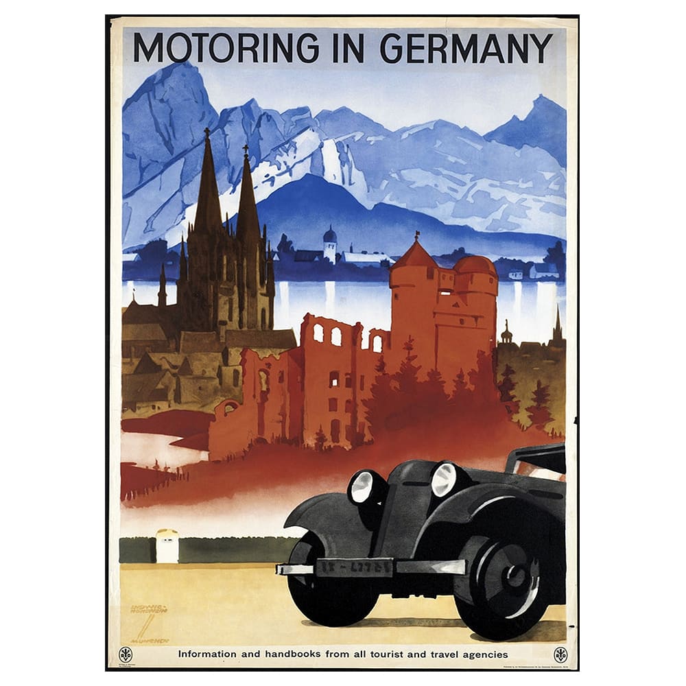 Poster turistico Motoring in Germany cm. 50x70 - Multicolore - PES - Poliestere