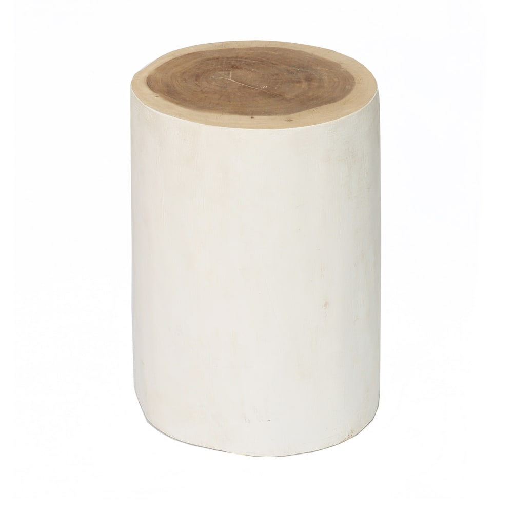 Taburete de madera de suar marrón y blanco 30x30x40cm - Maisons du Monde