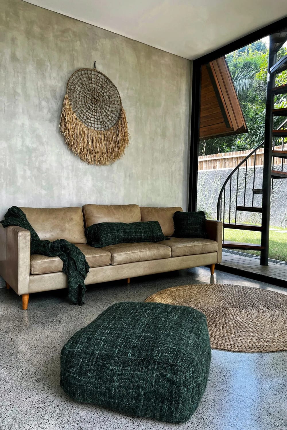 Pouf in cotone verde 60x60x25 cm - Bazar Bizar