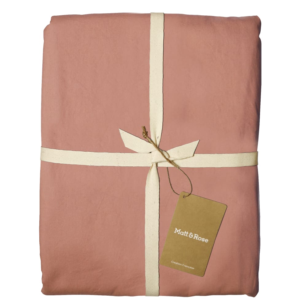 Drap-housse uni en coton lavé nude — vue 3