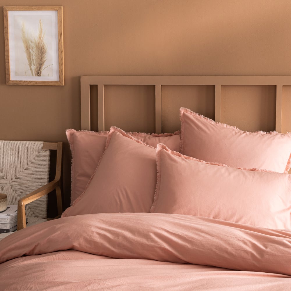 Housse de couette unie en coton lavé nude 240x220cm — vue 4