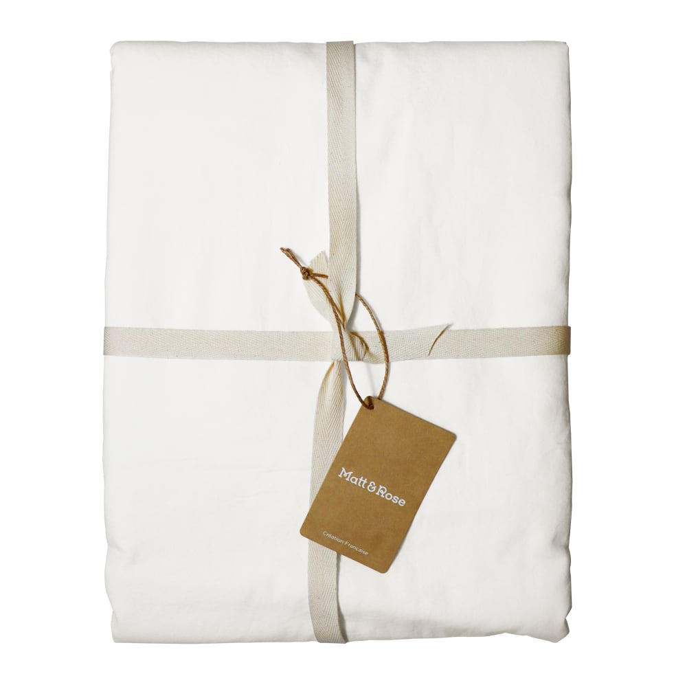 Housse de couette unie en coton lavé blanc 200x200cm — vue 3