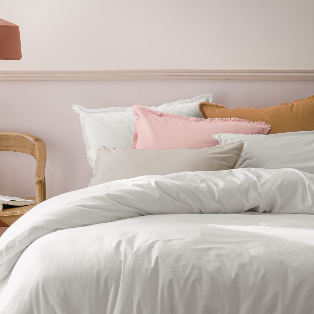 Housse de couette unie en coton lavé blanc 200x200cm — vue 4