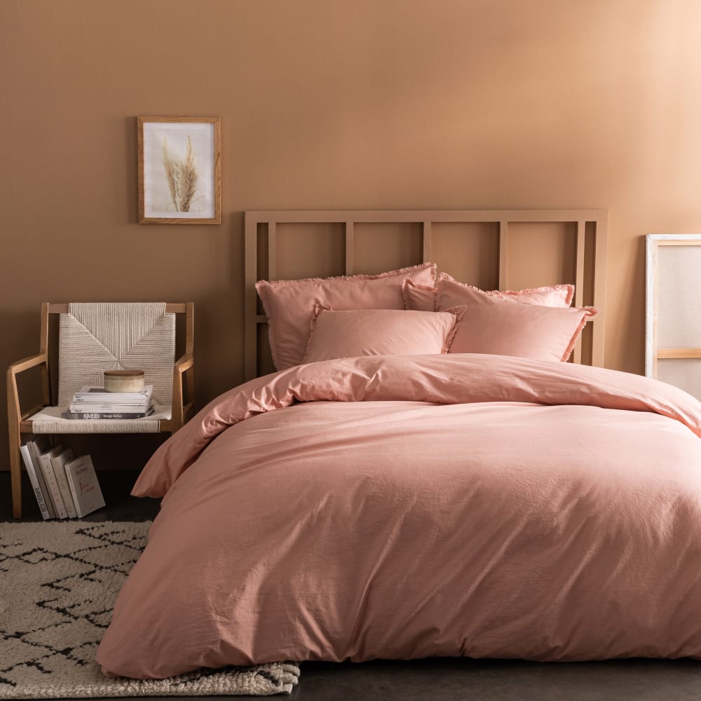 Housse de couette unie en coton lavé Nude 140x200cm