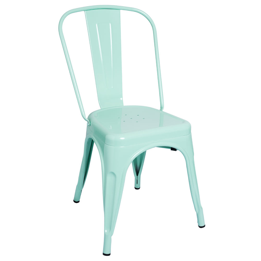 Silla en color verde menta de estilo industrial en acero reforzado