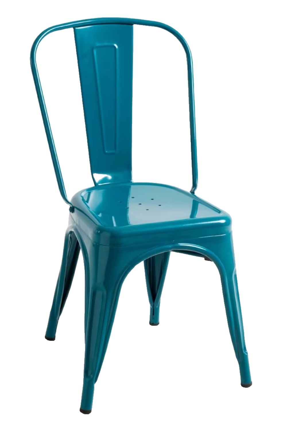 Silla en color verde azulado de estilo industrial en acero reforzado