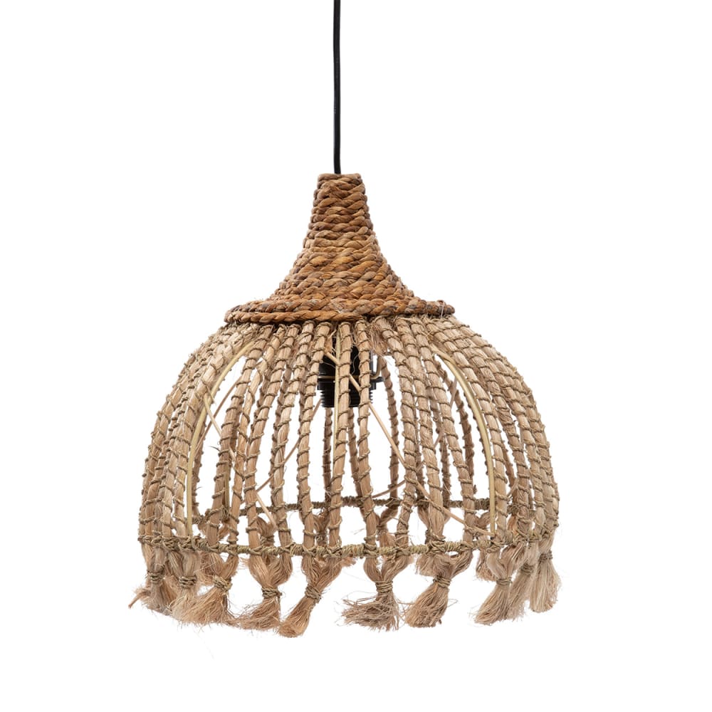 Suspension herbe abaca marron 31x31x33cm