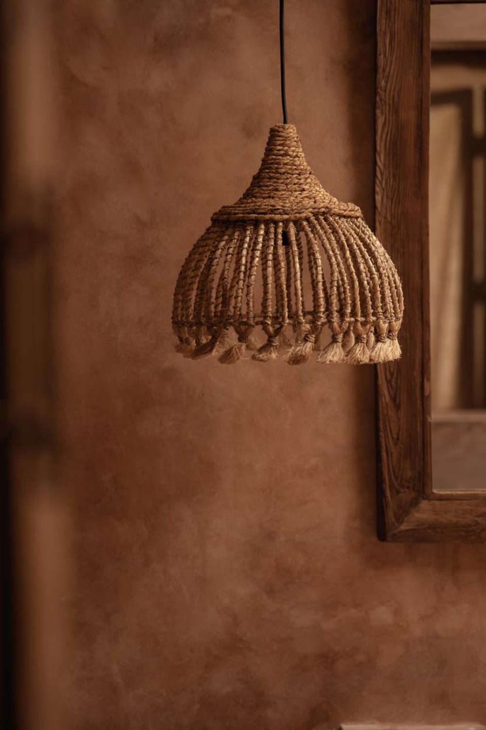Lampada a sospensione in erba abaca marrone 31x31x33 cm - Bazar