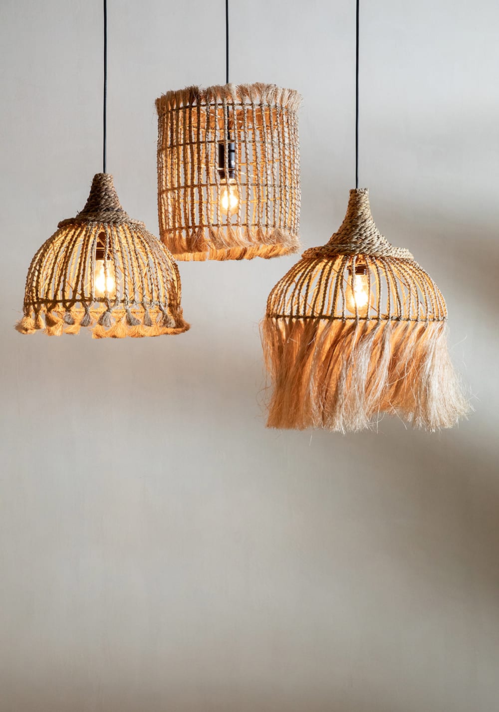 Suspension herbe abaca marron 31x31x33cm — vue 4