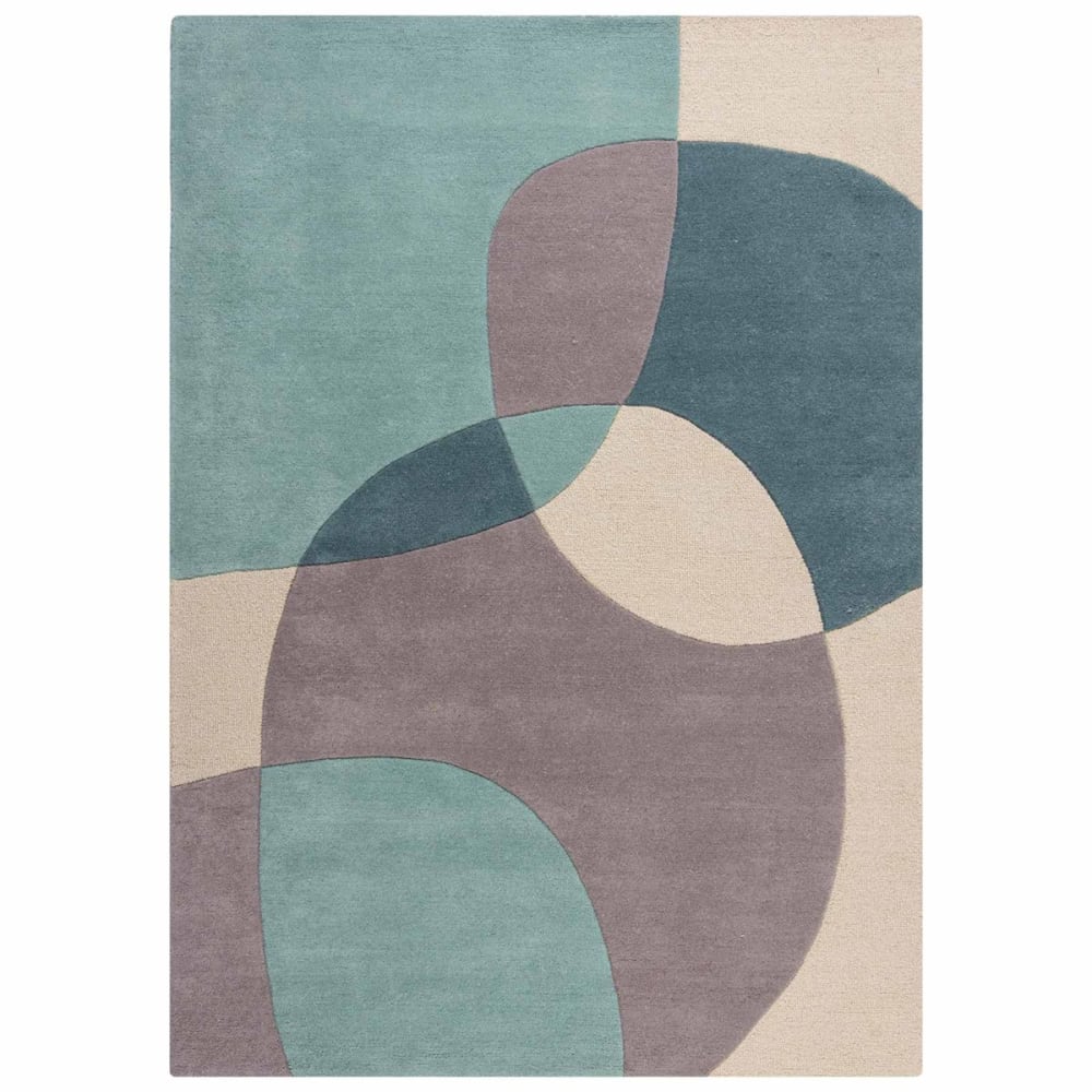 Tapis de salon en laine bleu 160x230 cm