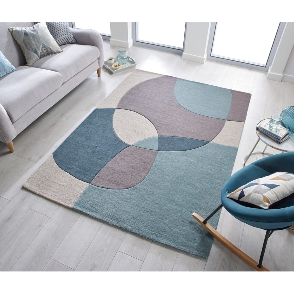 Tapis de salon en laine bleu 160x230 cm