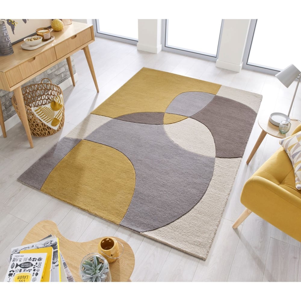 Tapis de salon en laine jaune 120x170 cm - Maisons du Monde