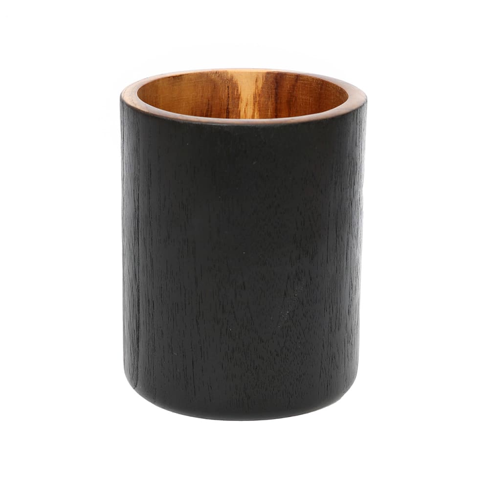 Range-couverts bois de teck marron et noir 12x12x15cm