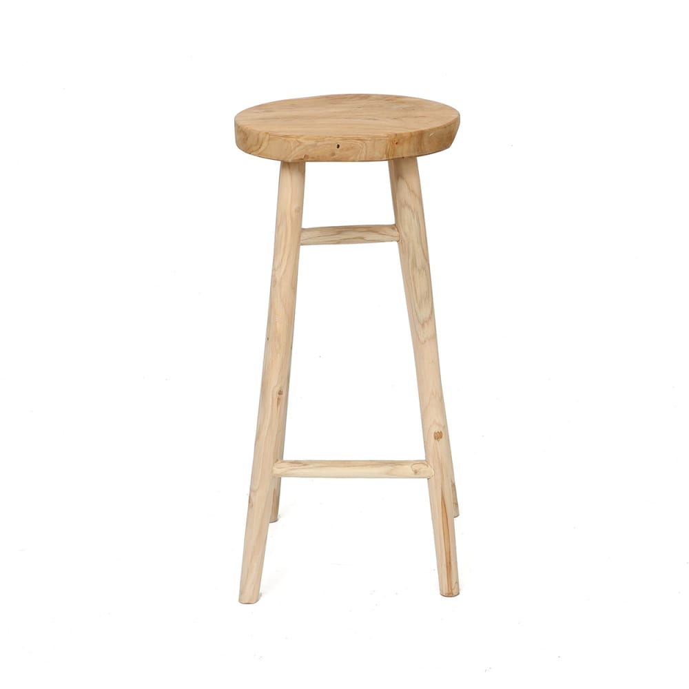Tabouret de bar en bois de teck de couleur marron 35 x 35 x 75 cm