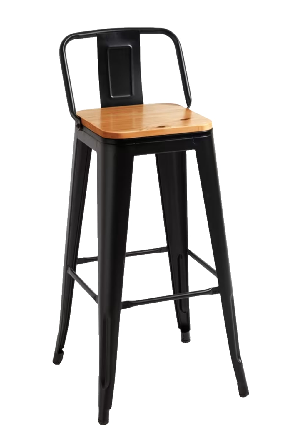 Taburete negro industrial en madera