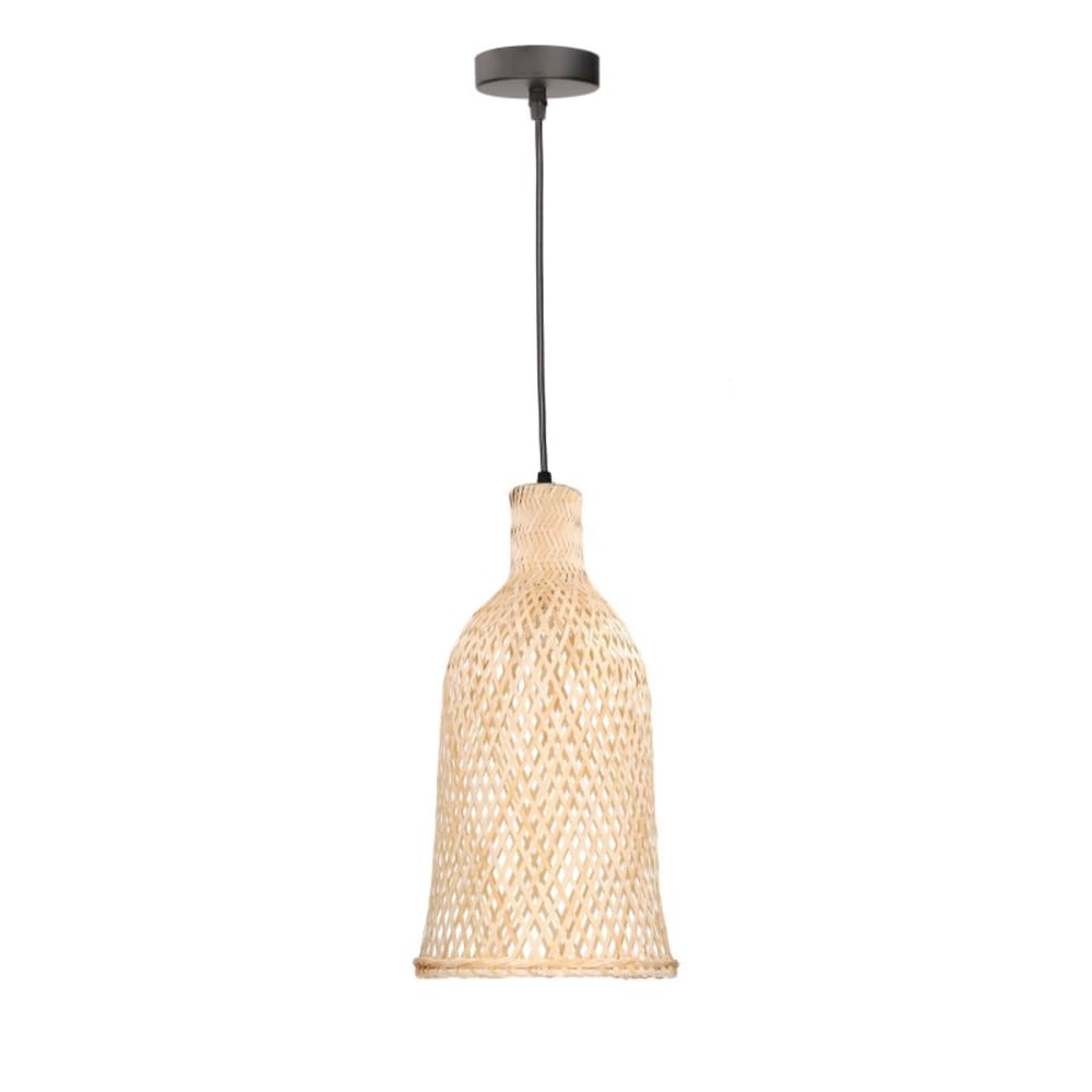 Lámpara colgante de ratán fabricada en acero de color negro