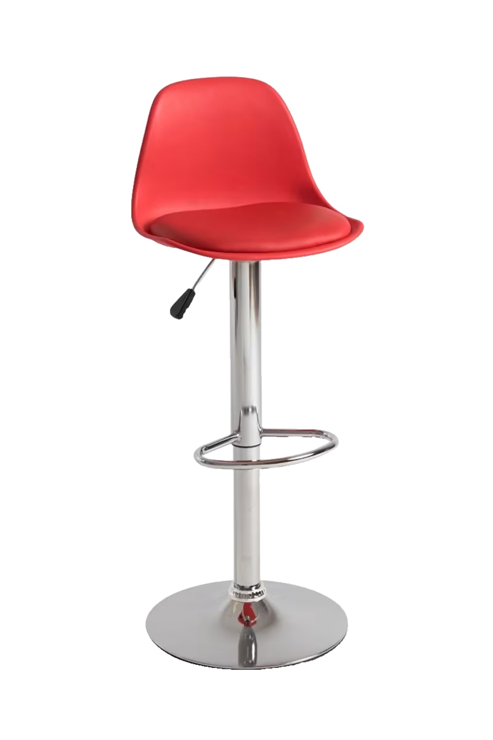 Taburete rojo vanguardista en polipiel